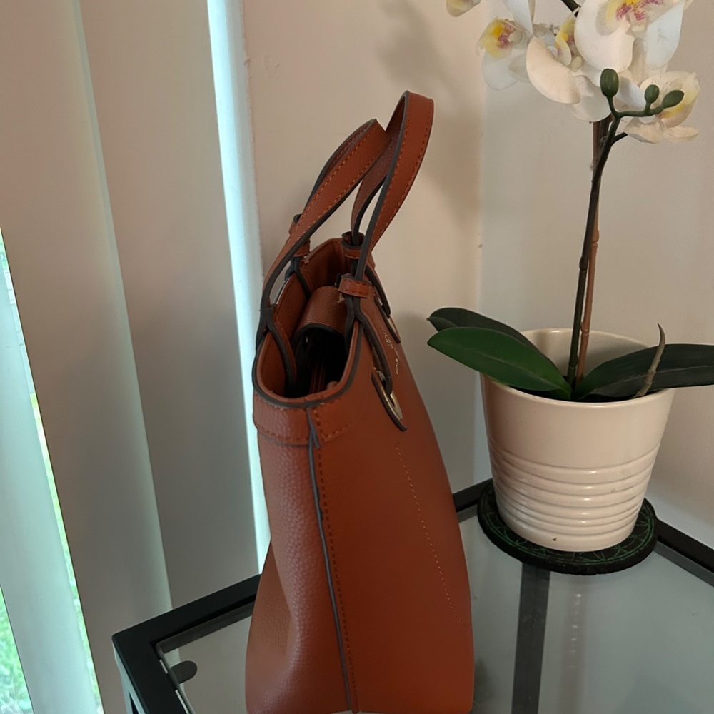 Nanette Lepore Brown Tote Bag With Gold Hardware *Crossbody Strap Not Included* - Picture 4 of 10